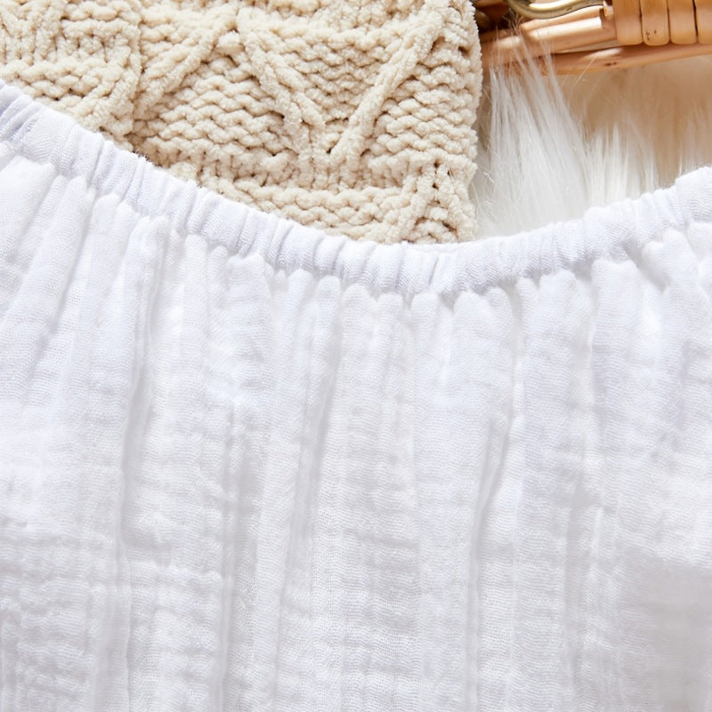 Baby Double Yarn Woven Belt Belt Bow Jumpsuit