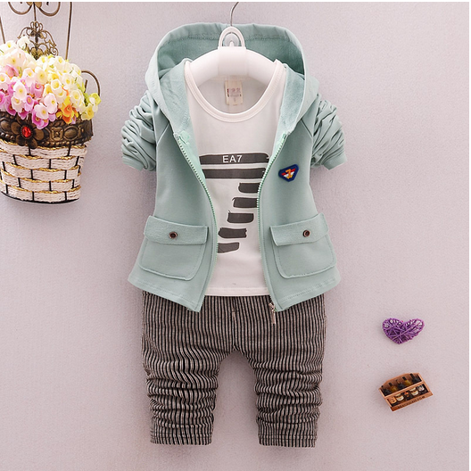 2021 spring and autumn new boys and girls zipper striped trousers suit children's suit