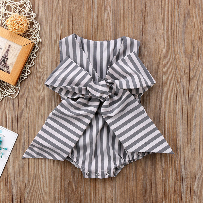 Amanda Bowknot Stripes Romper