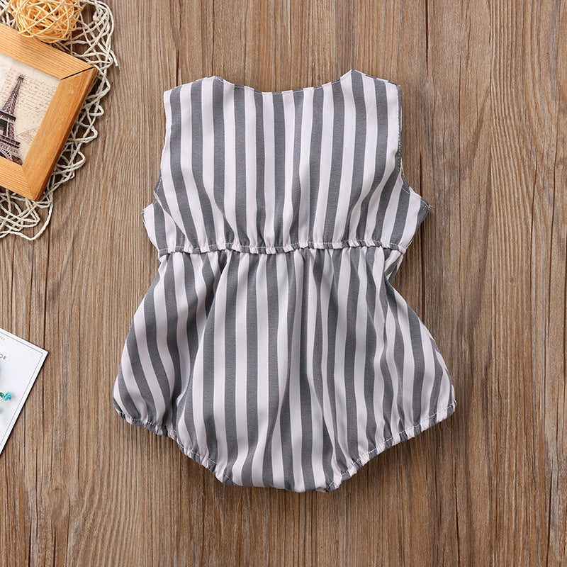 Amanda Bowknot Stripes Romper