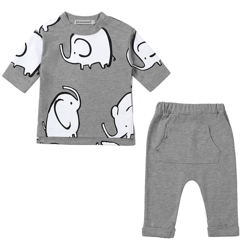 Casual Male Baby Cartoon Bodysuit