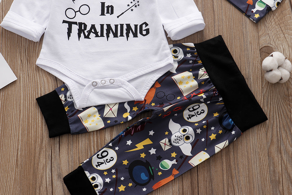 Baby Suit Autumn Spring Autumn Romper Pants Hat 3 Piece Set