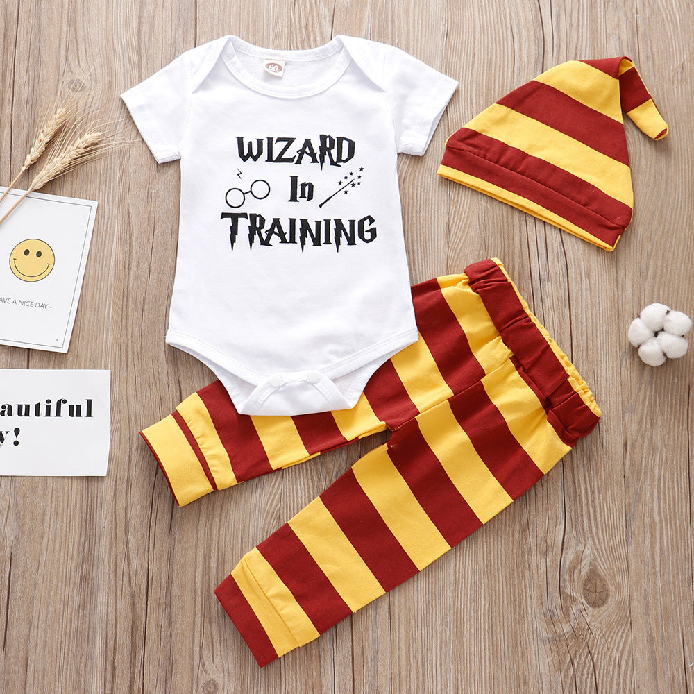 Baby Suit Autumn Spring Autumn Romper Pants Hat 3 Piece Set