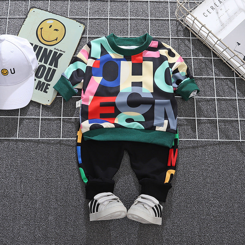 Autumn Baby Spring And Autumn Children'S Full-Print Letter Sweater