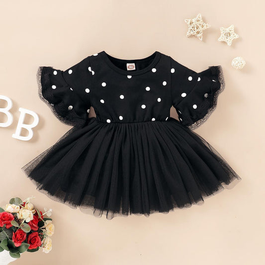 Western Polka Dot Bouffant Net Gauze Skirt Female Baby Fashion