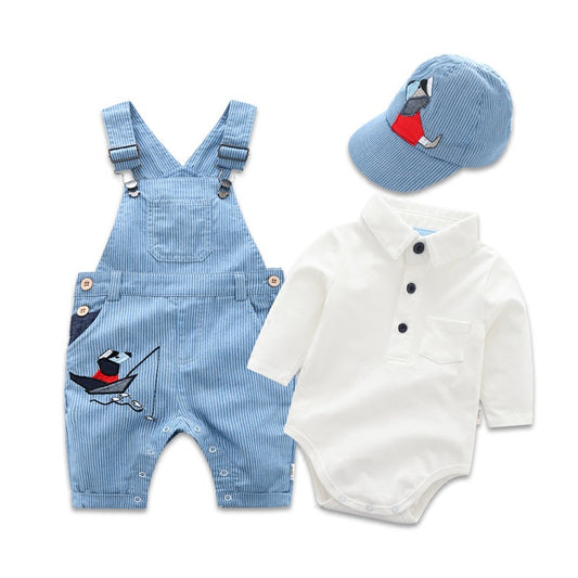 Children's New Baby Suspenders Suit Male Baby Cotton Long-sleeved Cute Puppy Bag Fart