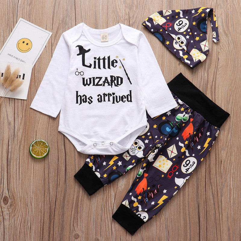 Baby Suit Autumn Spring Autumn Romper Pants Hat 3 Piece Set