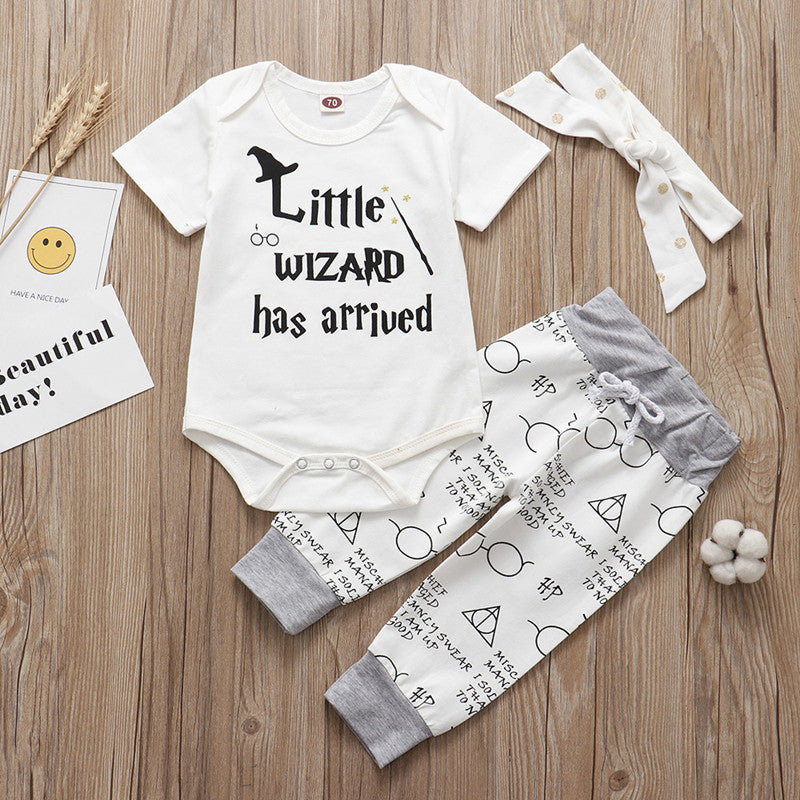 Baby Suit Autumn Spring Autumn Romper Pants Hat 3 Piece Set