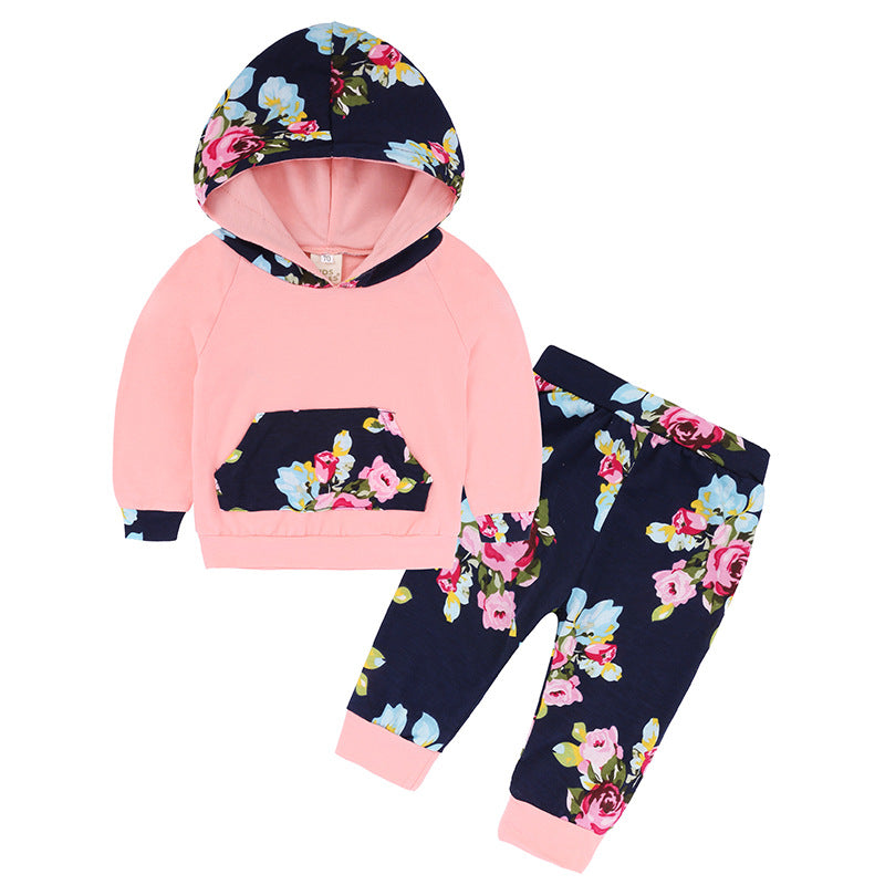 Baby Homewear Baby Print Hooded Girls Ins Suit
