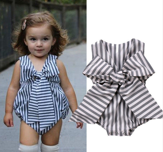 Amanda Bowknot Stripes Romper