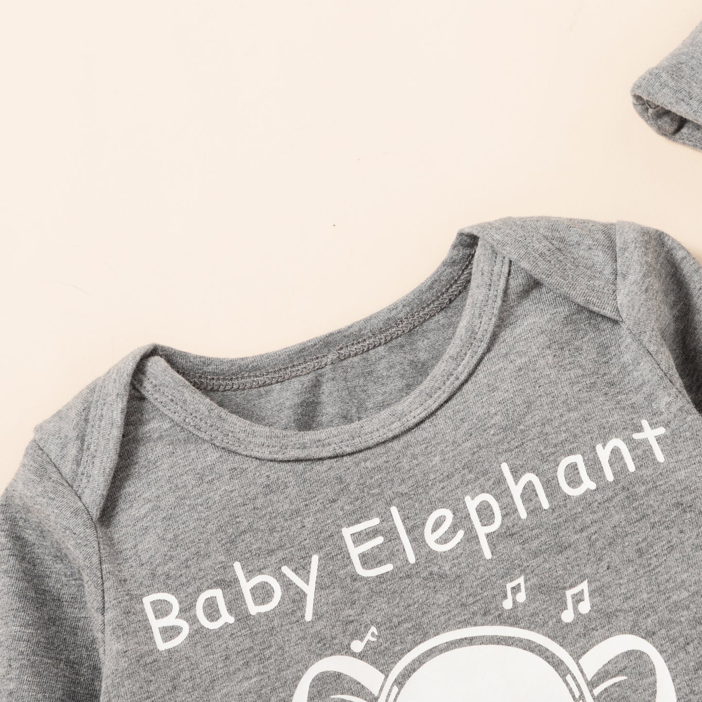 Children's Clothes Elephant Print Romper Striped Pants Hat