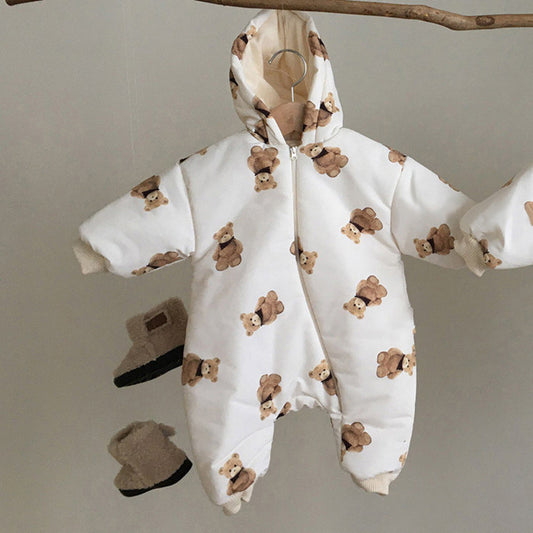 Baby Padded Warm Hooded Bear Print