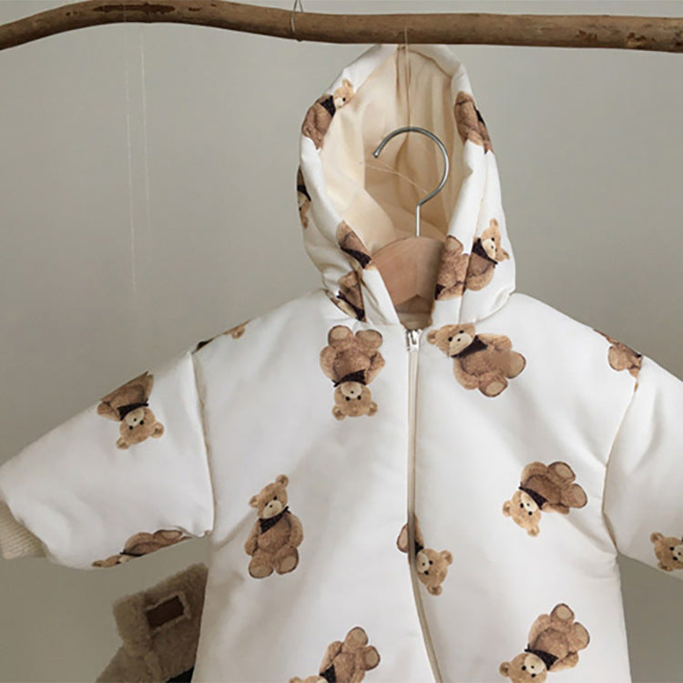 Baby Padded Warm Hooded Bear Print