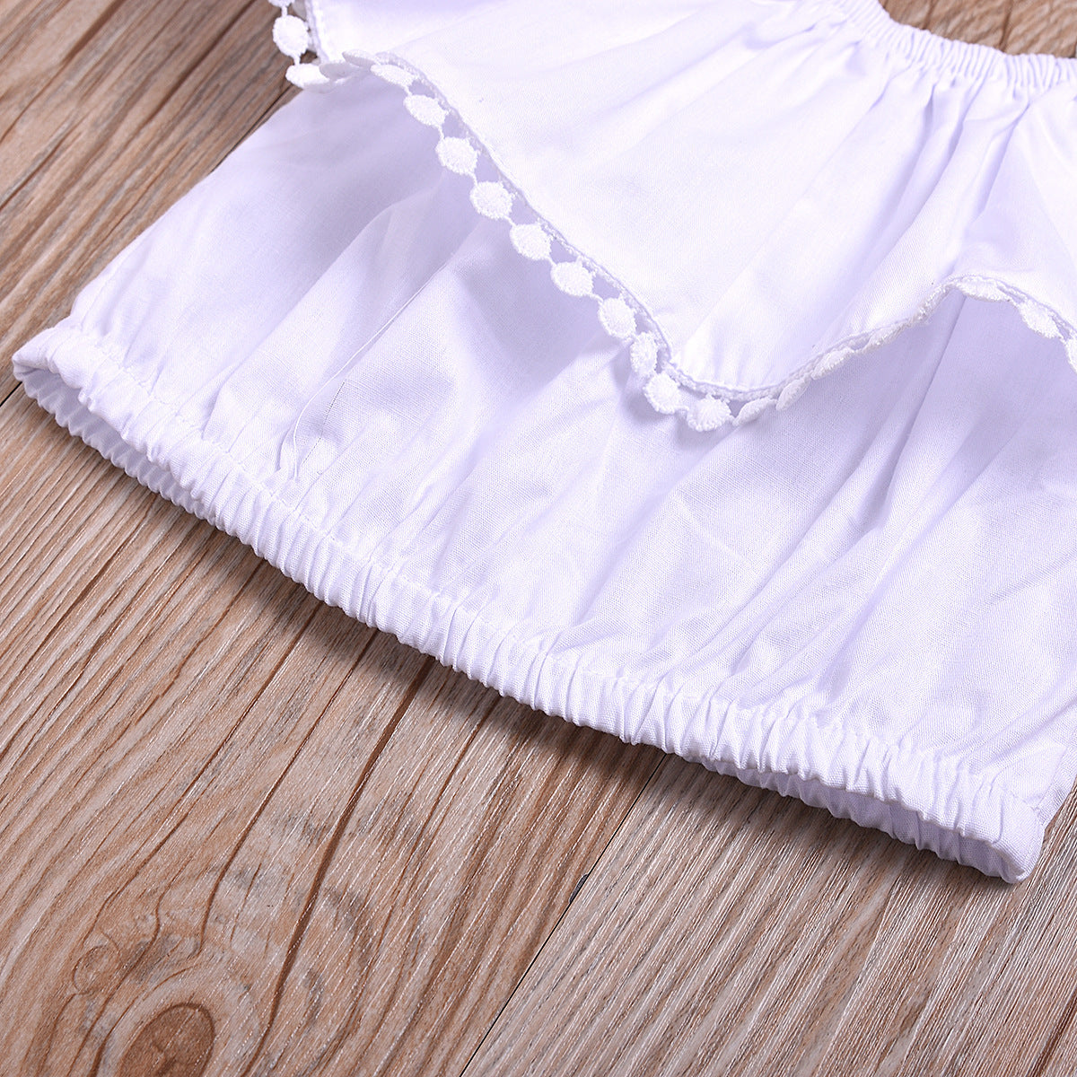 Two-color Baby Ruffled Collar Flower Shorts Headscarf Three-piece Set