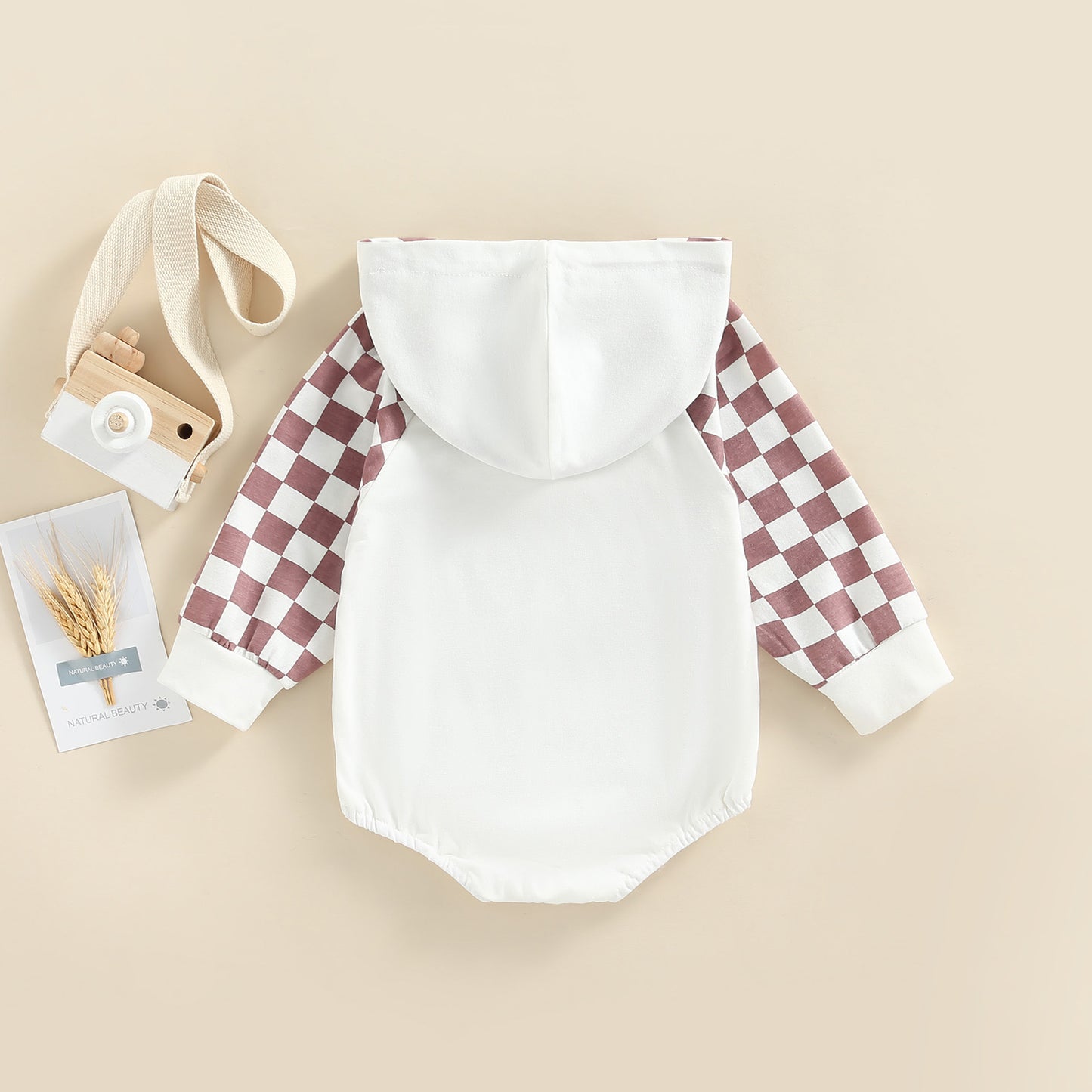 European And American Baby Children's Plaid Print Hooded Romper