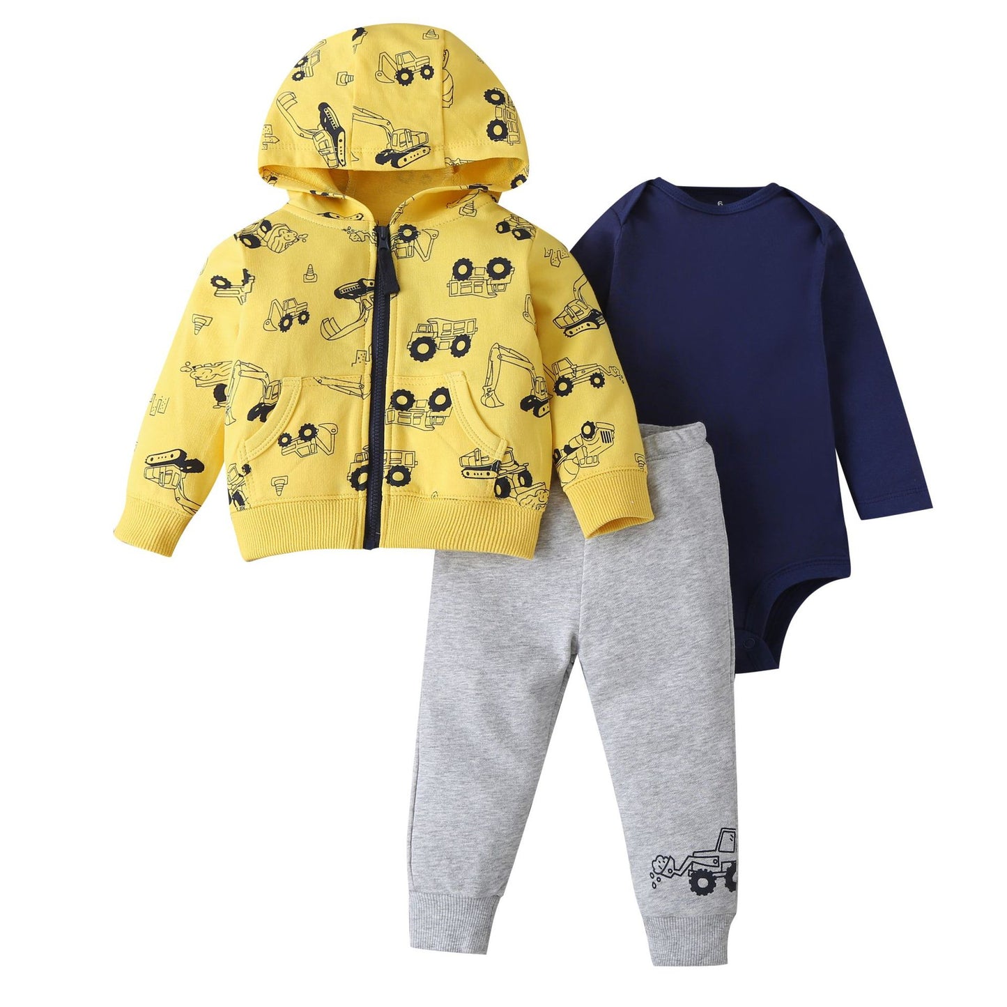 Cartoon Three-Piece Suit Baby Print Coat Romper Suit