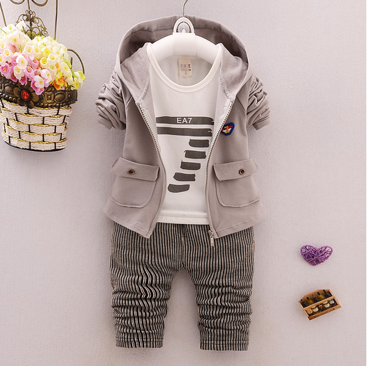 2021 spring and autumn new boys and girls zipper striped trousers suit children's suit