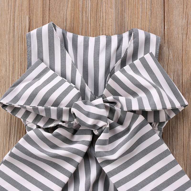 Amanda Bowknot Stripes Romper