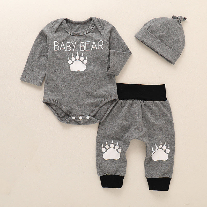 Children's Clothes Elephant Print Romper Striped Pants Hat