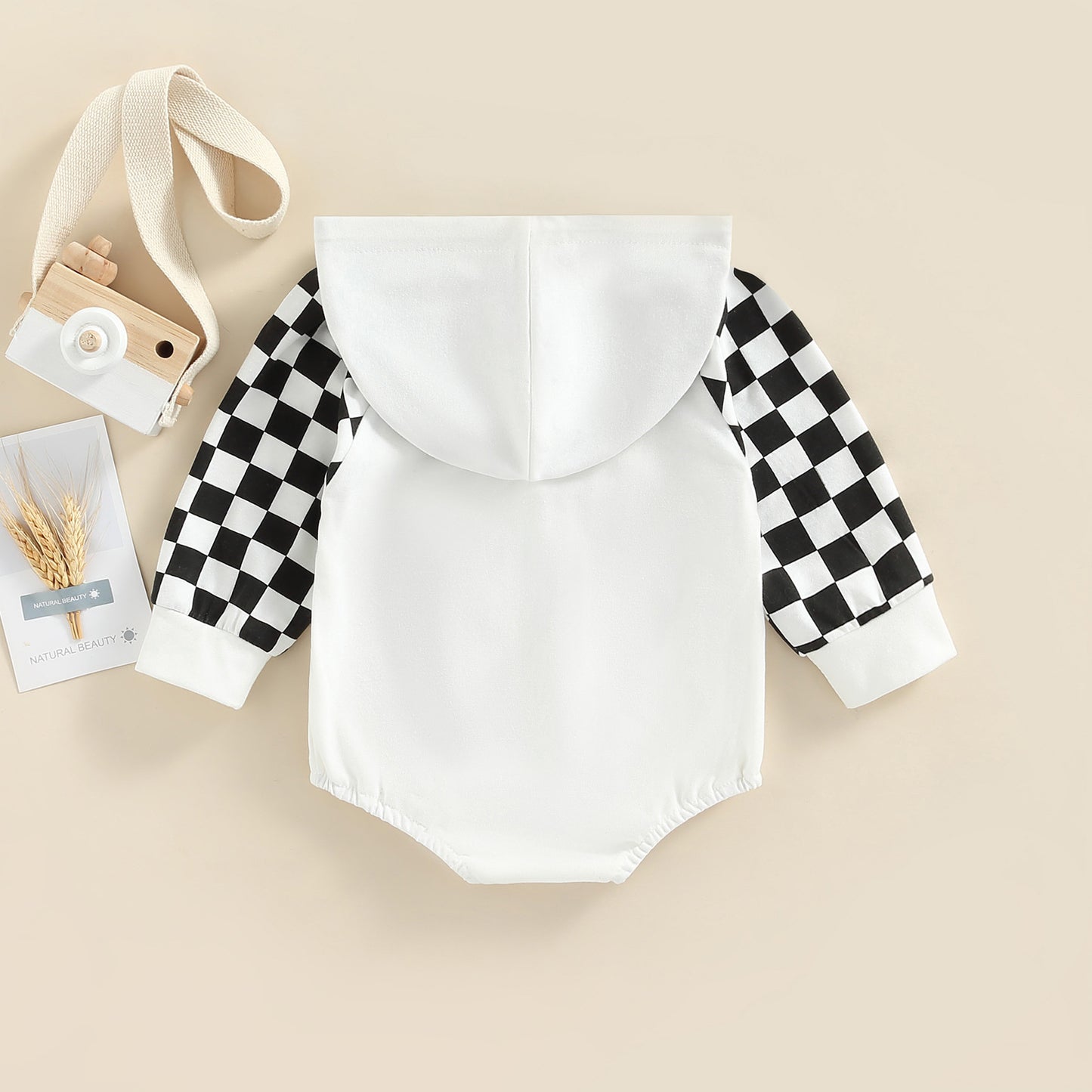 European And American Baby Children's Plaid Print Hooded Romper