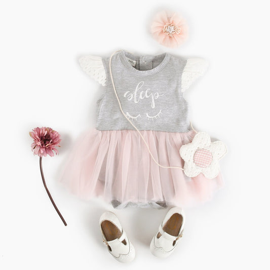 Summer Baby Princess Romper Cartoon Print Angel Sleeve Cotton Romper