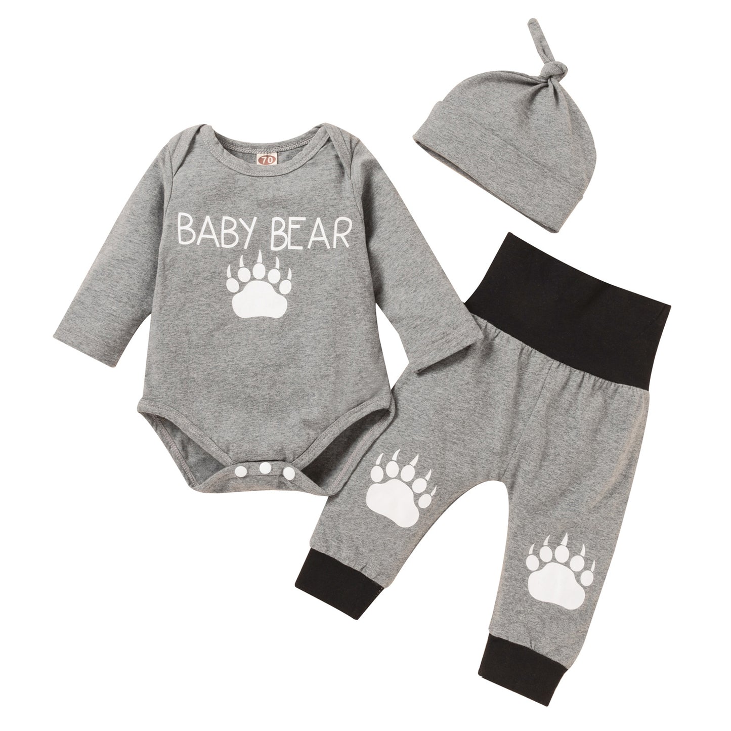 Children's Clothes Elephant Print Romper Striped Pants Hat