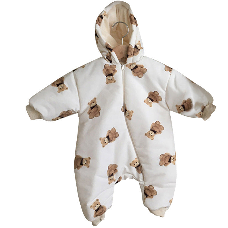 Baby Padded Warm Hooded Bear Print