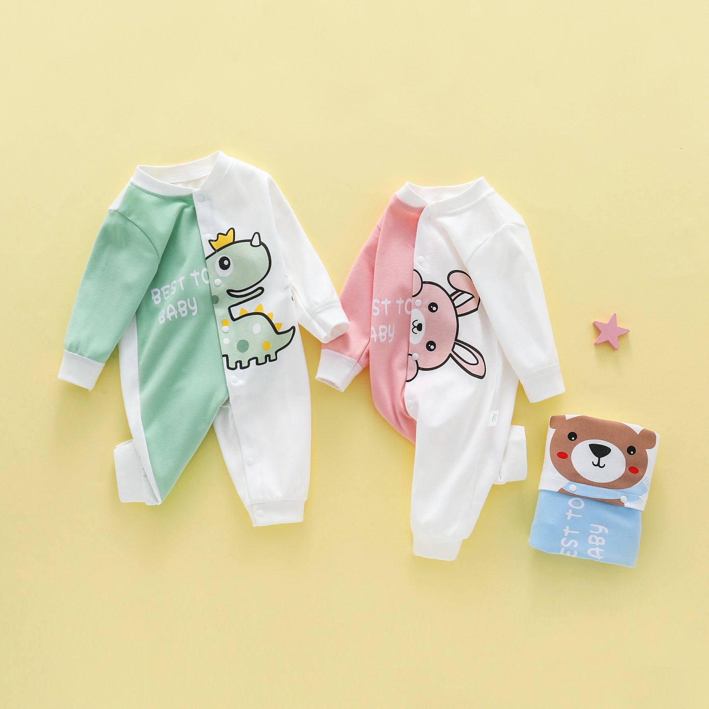 Spring And Autumn Combed Cotton Baby One-piece Long Sleeve