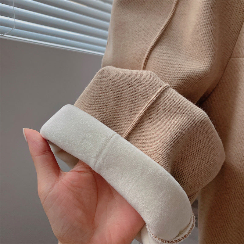 Solid Color Wide Leg Straight Leg Pants Baby Fleece Suit Pants